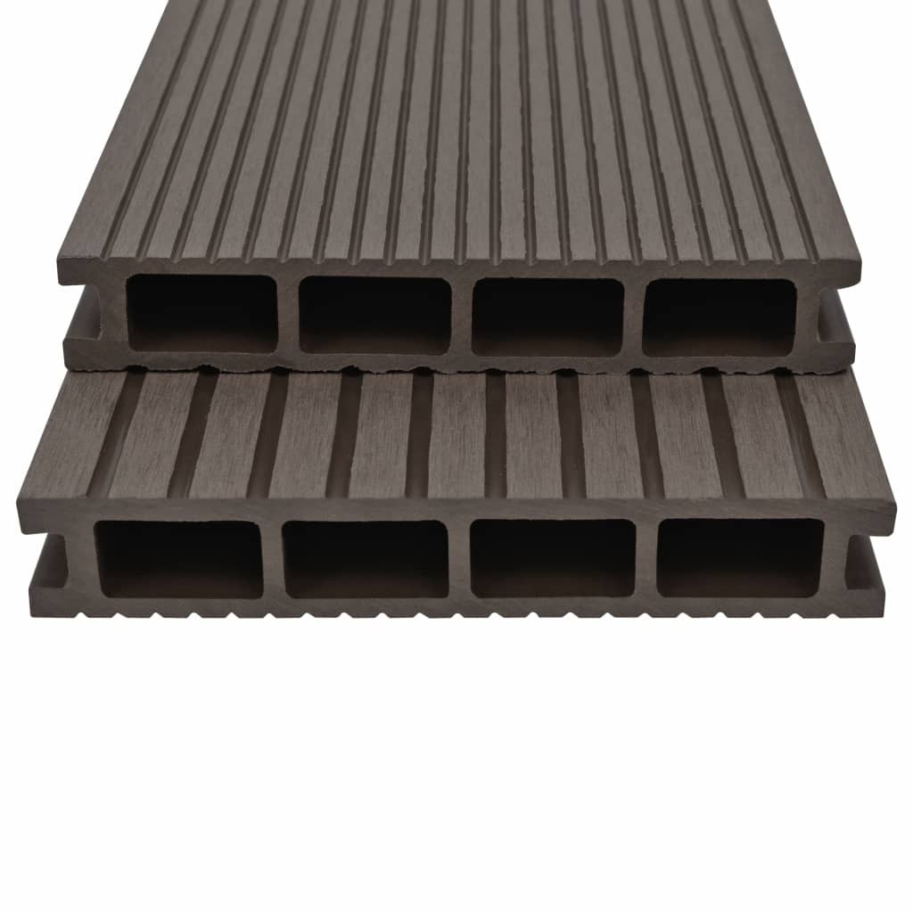 WPC Hollow Decking Boards with Accessories 20 m² 4 m Dark Brown